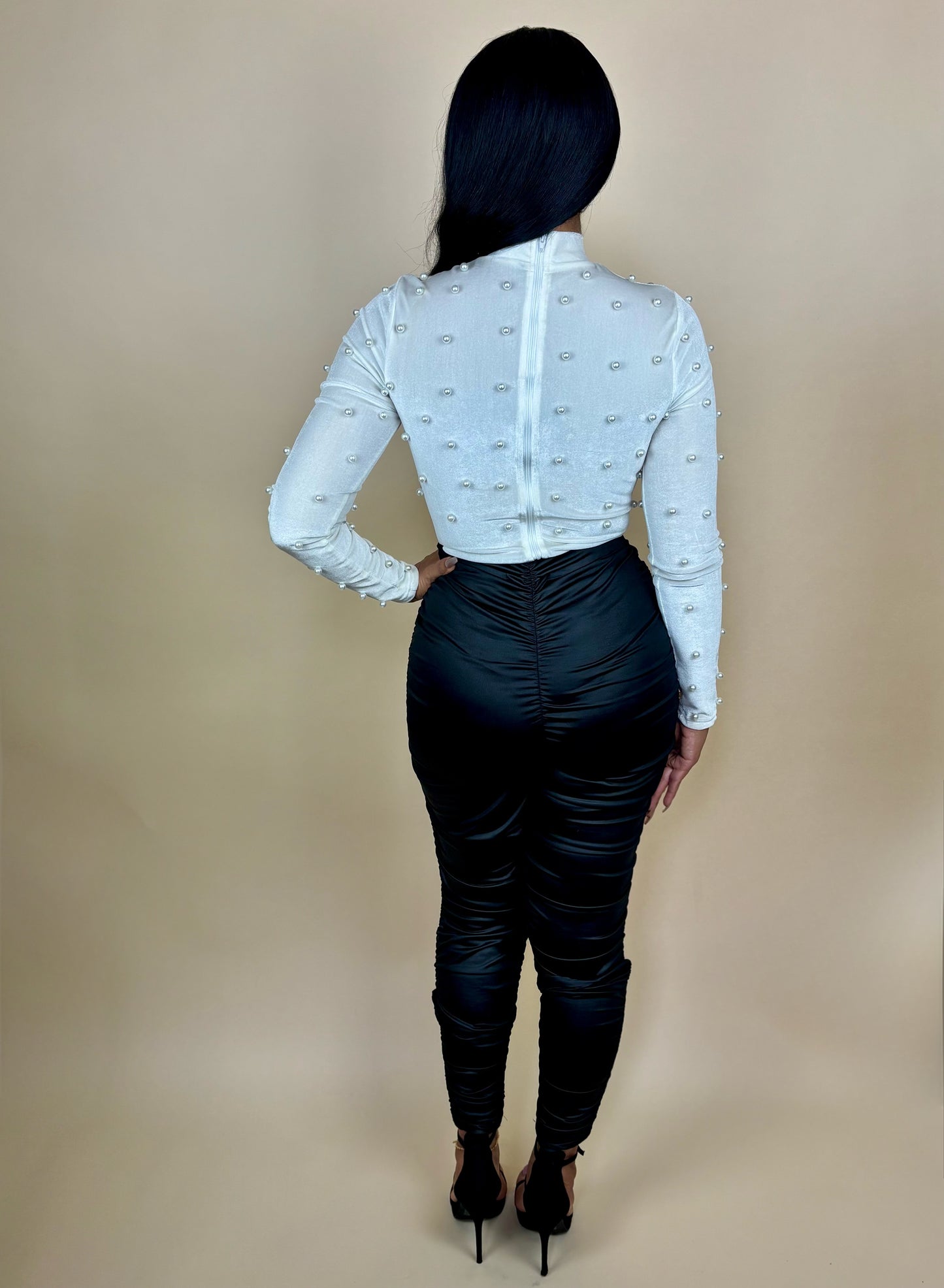 Velvet Off White Pearl Bodysuit