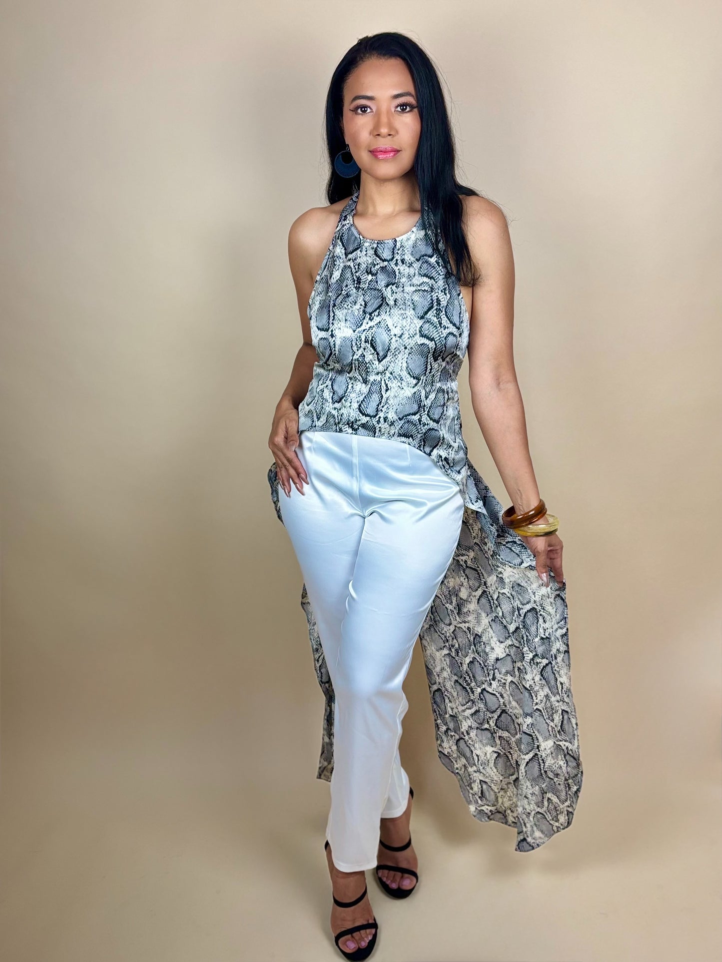 Yadira Sleeveless Snake print Top