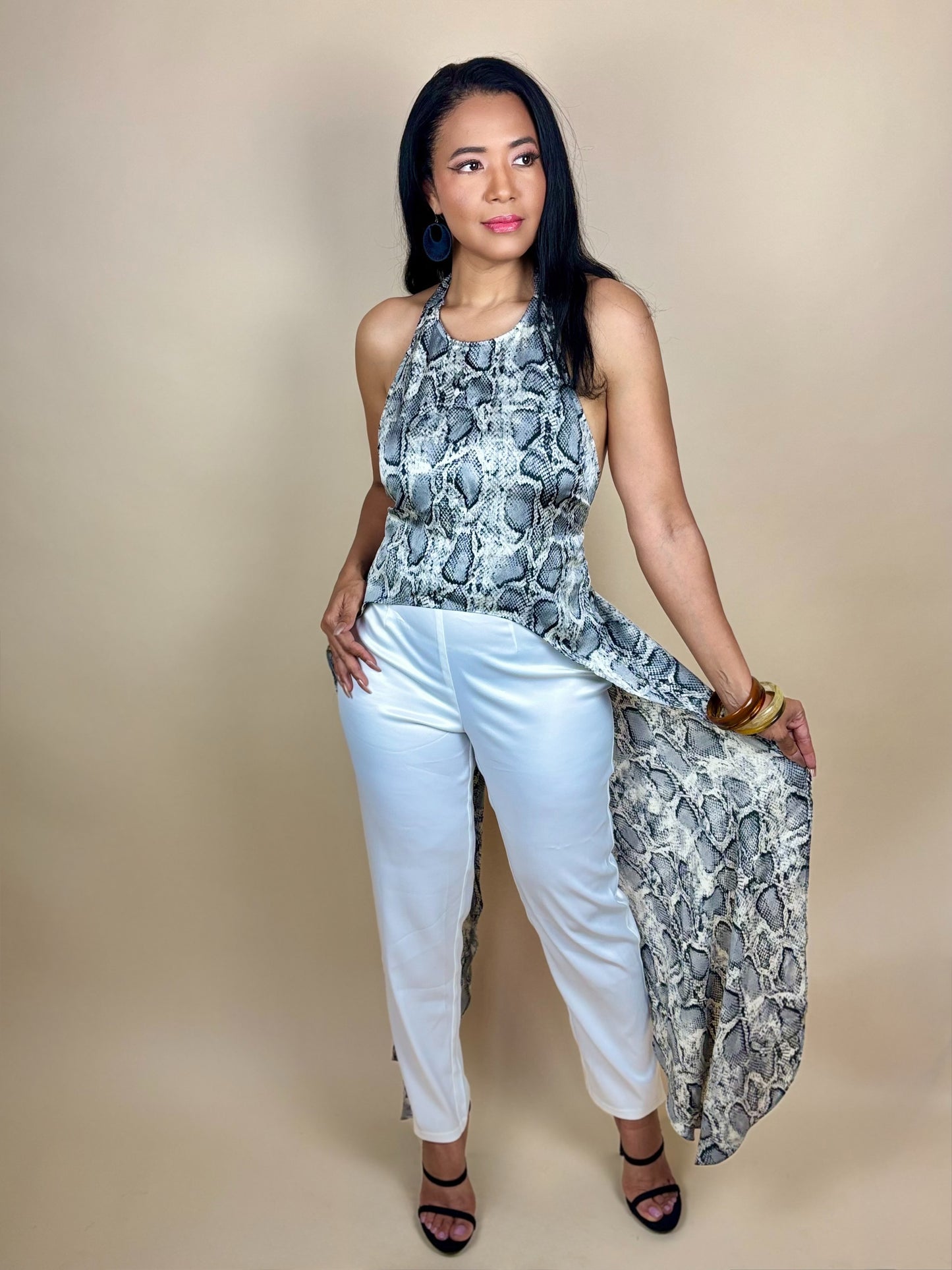 Yadira Sleeveless Snake print Top