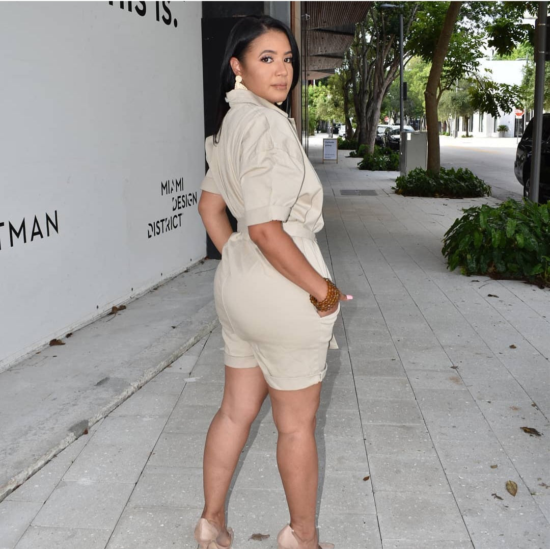 Safari Khaki Denim Romper