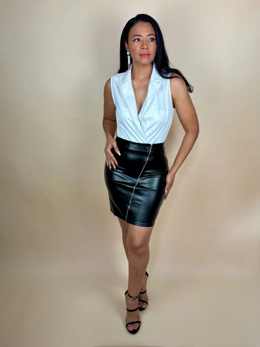 Sexy & Chic Faux Leather Mini Skirt
