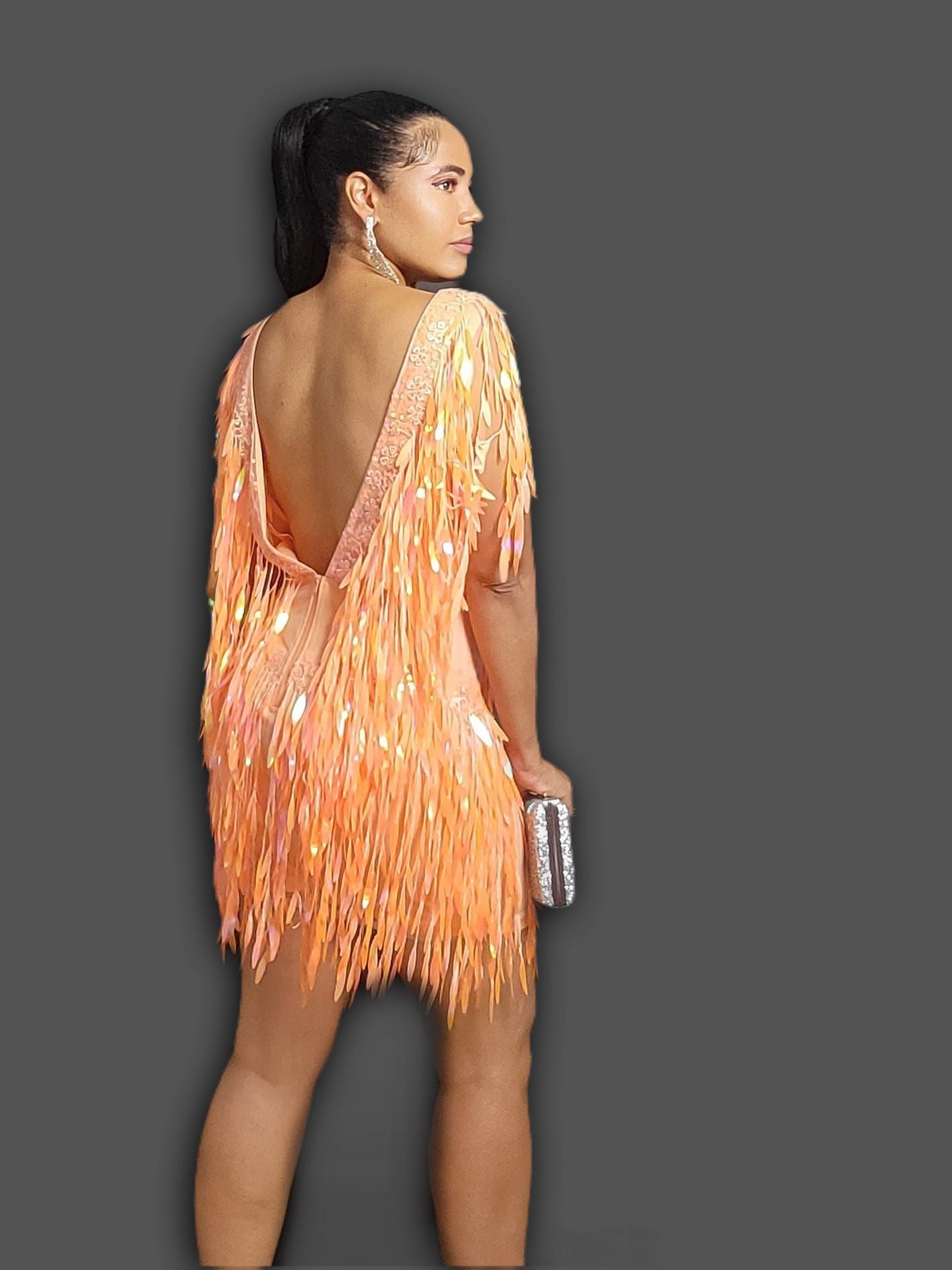 Embellished Tangerine Dress