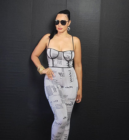 Newspaper Sexy Jumpsuit