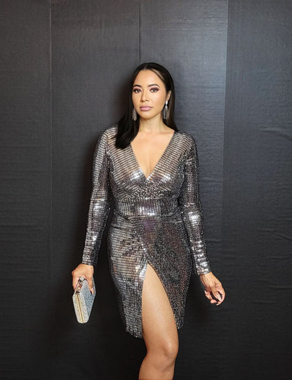 Charlotte Silver Midi Dress