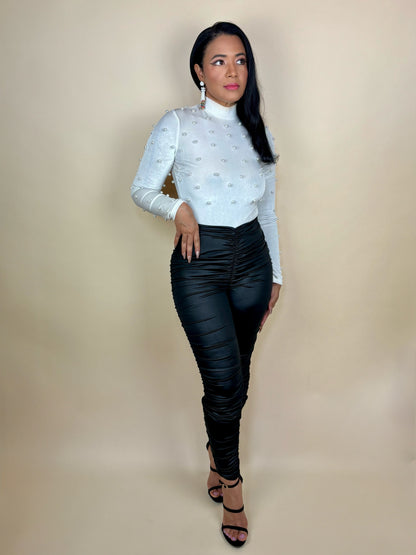 Velvet Off White Pearl Bodysuit