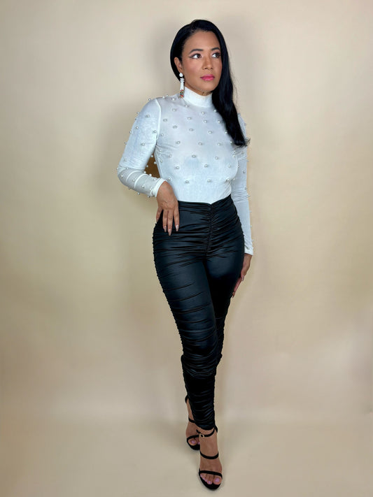 Velvet Off White Pearl Bodysuit