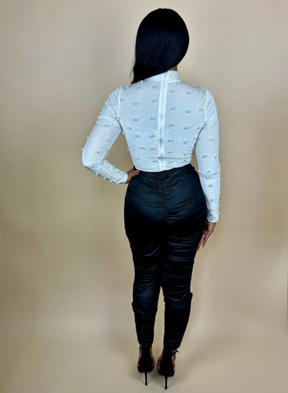 Velvet Off White Pearl Bodysuit