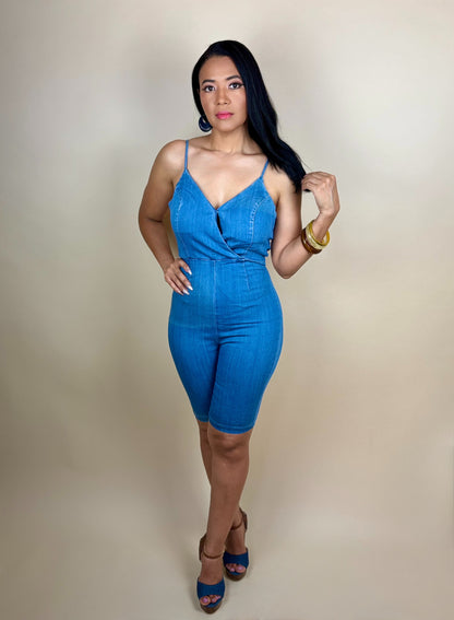 Lucila Capri Denim Romper
