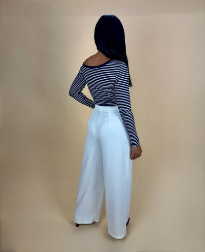 Marcela One Shoulder Off Striped Top