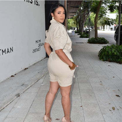 Safari Khaki Denim Romper
